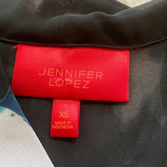 Jennifer Lopez long sleeve Drape Front high low floral Blouse Top Extra Small - Picture 6 of 8